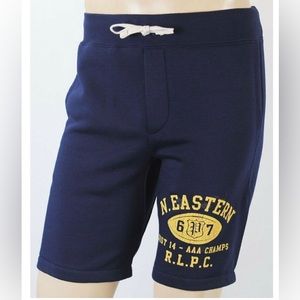 Polo Ralph Lauren Navy Men's N. Eastern Logo Fleece Drawstring Shorts Medium